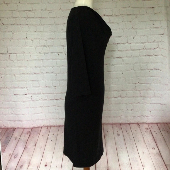 J. Crew Black Cowl Neck 3/4 Length Sleeve Pullover Dress - Size XS - Picture 4 of 9